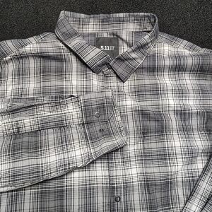 5.11 511 Tactical Black Gray Plaid Button Snap Mens  2XL XXL  Long Sleeve Shirt